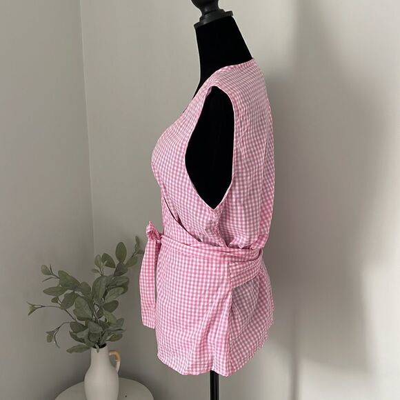 NWT Beach Lunch Lounge Wrap Top. Pink Gingham. Size Large‎ - Picture 3 of 6